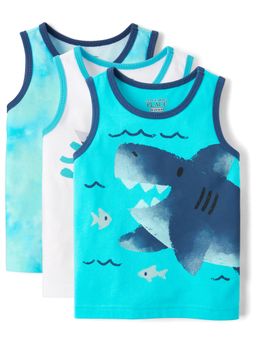 The Children's Place - Boys Shark Blue Tank Tops (Pack of 3)