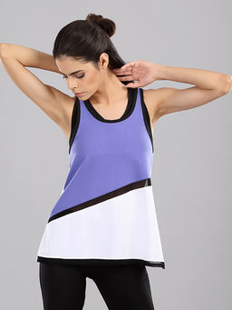 Kica - Sweep Cotton Tank Top With Mesh Racer Back - Multi-Color