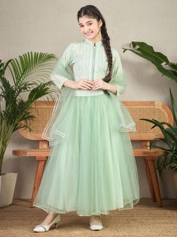 Cherry & Jerry - Regular Sleeves Crop Top with Lehenga & Dupatta