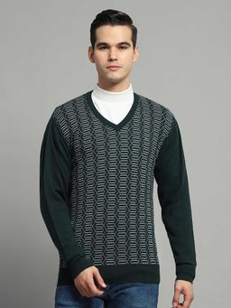 Monte Carlo - Green V Neck Full Sleeve Sweater
