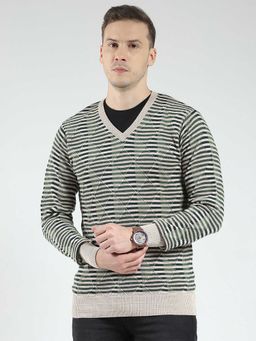 Monte Carlo - Striped V Neck Sweater Sweater
