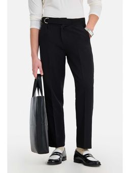 Snitch - Black Solid Relaxed Formal Trouser