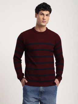 R&B - Maroon Stripes Regular Sweater