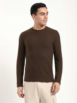 R&B - Brown Solid Regular Sweater