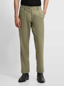 Arrow Sports - Green Twill Regular Fit Trousers