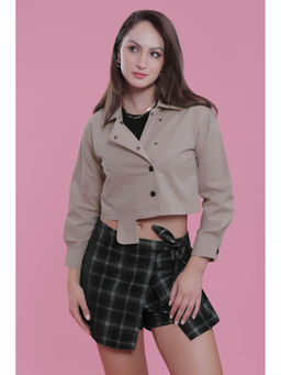 French Theory - Beige Solid Regular Jacket