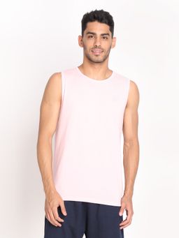 CHKOKKO - Men Cotton Tank Tops Sleeveless Pink Vest