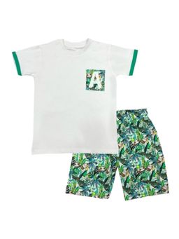 MIRACLE HAPPEN - Miracles Happen Tropical Printed Shorts with Cotton T-Shirt - White