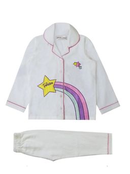 MIRACLE HAPPEN - Miracles Happen Personalised Pastel Rainbow Embroidered Nightsuit - White