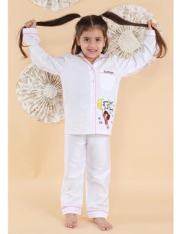 MIRACLE HAPPEN - Miracles Happen Pink Detailing Personalised Night Suit - White