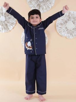 MIRACLE HAPPEN - Miracles Happen Personalised Donut Embroidered Night Suit - Blue