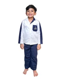MIRACLE HAPPEN - Miracles Happen Personalised White Blue Color Block Night Suit