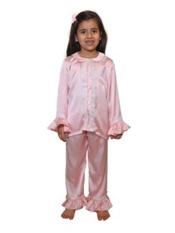 MIRACLE HAPPEN - Miracles Happen Personalised Baby Pink Lacy Satin Night Suit