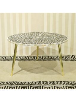 CasaGold - Trinity Mother of Pearl Inlay with Gold Metal Base Leg Accent Coffee Table Grey