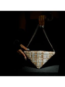 Ozel - Triangle Gold & Silver Tweed Bag