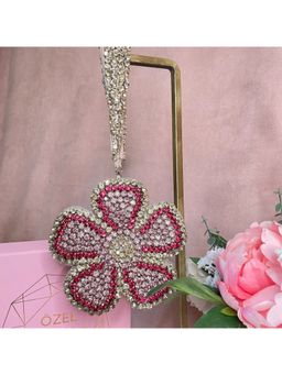 Ozel - Pink & Gold Flower Mini Rhinestone Bag