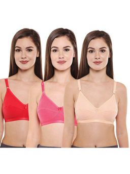 Bodycare - Pack of 3 Premium Perfect Coverage Bra In Coral-Peach & Red Colour