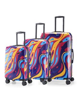 Nasher Miles - Manali Polycarbonate Pink Multicolor Trolley Bag (Pack of 3)
