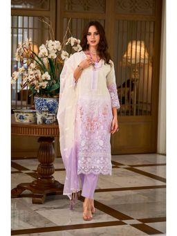 Lilac Muslin Floral Digital Printed Pakistani Kurti Pant Dupatta Set
