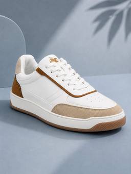 Cantabil - Men'S White Colourblock Casual Lace-Up Sneakers