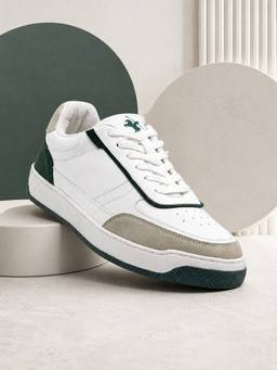 Cantabil - Men'S White Colourblock Casual Lace-Up Sneakers