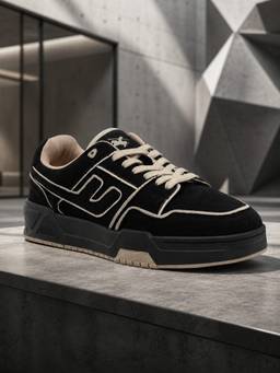 Cantabil - Men'S Black Colourblock Casual Lace-Up Sneakers