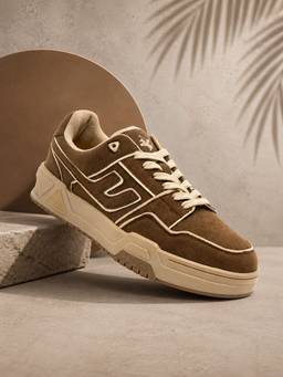 Cantabil - Canatbil Men's Brown Colourblock Casual Lace-Up Sneakers