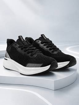 Cantabil - Men'S Black Colourblock Casual Lace-Up Sneakers