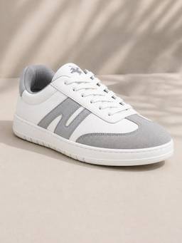 Cantabil - Men'S White Colourblock Casual Lace-Up Sneakers