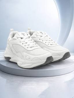 Cantabil - Men'S White Solid Casual Lace-Up Sneakers