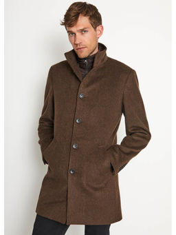 Bruun & Stengade - Men Solid High Neck Full Sleeves Coat