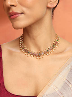 Fabindia - Metal Short Multi-Color Adjustable Necklace