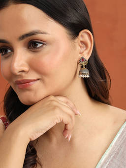 Fabindia - Metal Jhumka Red Earrings