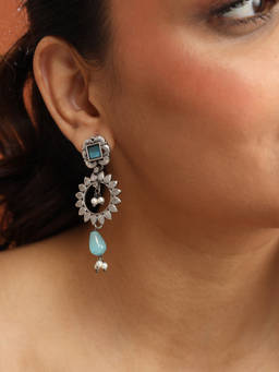 Fabindia - Metal Dangler Drop Blue Earrings