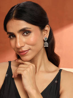 Fabindia - Metal Jhumka Blue Earrings