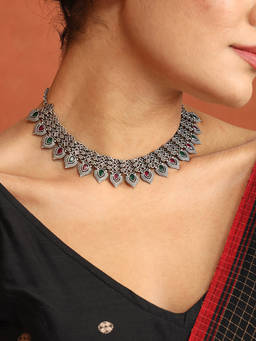 Fabindia - Metal Short Multi-Color Necklace
