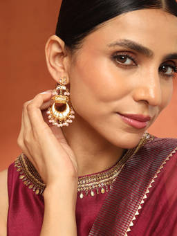 Fabindia - Silver Dangler Pink Earrings