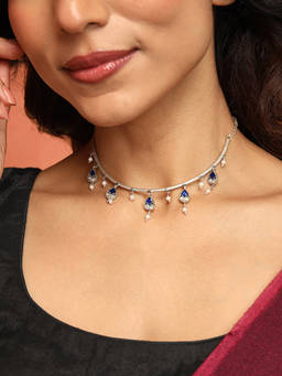 Fabindia - Silver Short Blue Necklace