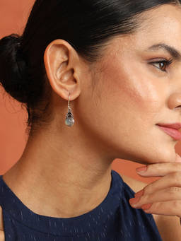 Fabindia - Silver Drop Grey Earrings