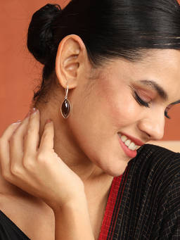 Fabindia - Silver Drop Brown Earrings
