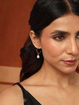 Fabindia - Silver Hoop Off White Earrings