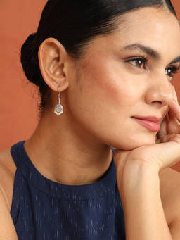 Fabindia - Silver Drop Off White Earrings