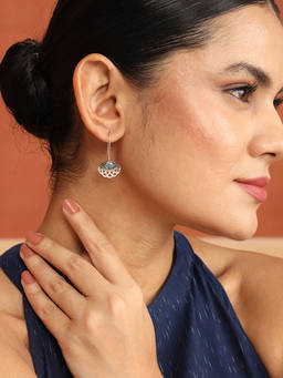 Fabindia - Silver Drop Blue Earrings