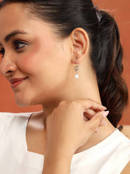 Fabindia - Silver Dangler White Earrings
