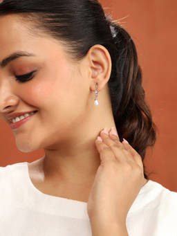 Fabindia - Silver Dangler White Earrings