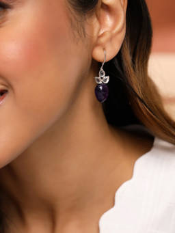 Fabindia - Silver Drop Purple Earrings