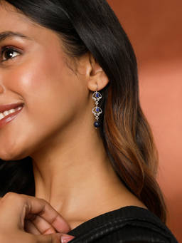 Fabindia - Silver Dangler Drop Blue Earrings