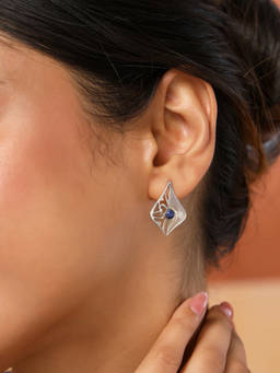 Fabindia - Silver Stud Blue Earrings