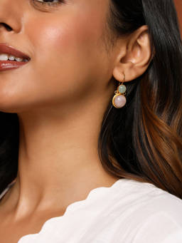 Fabindia - Silver Drop Pink Earrings