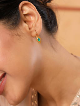 Fabindia - Silver Drop Green Earrings